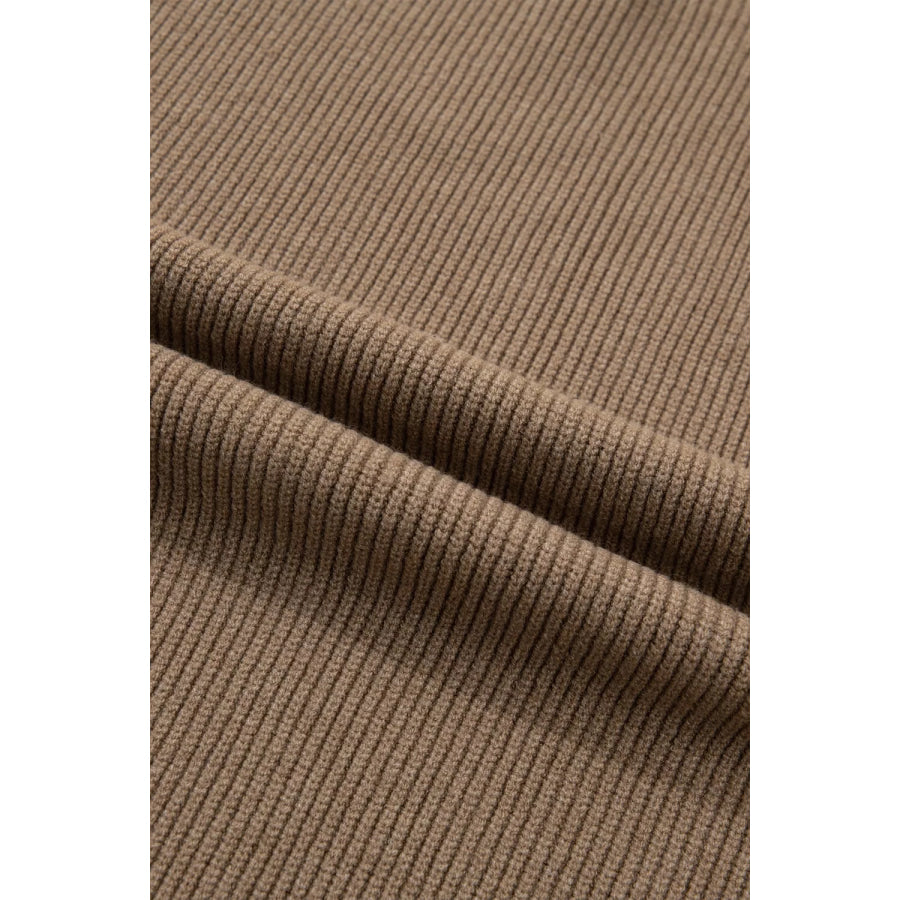 Solid Color Ribbed Knit Mock Neck Loose Sweater Vest Apparel and Accessories