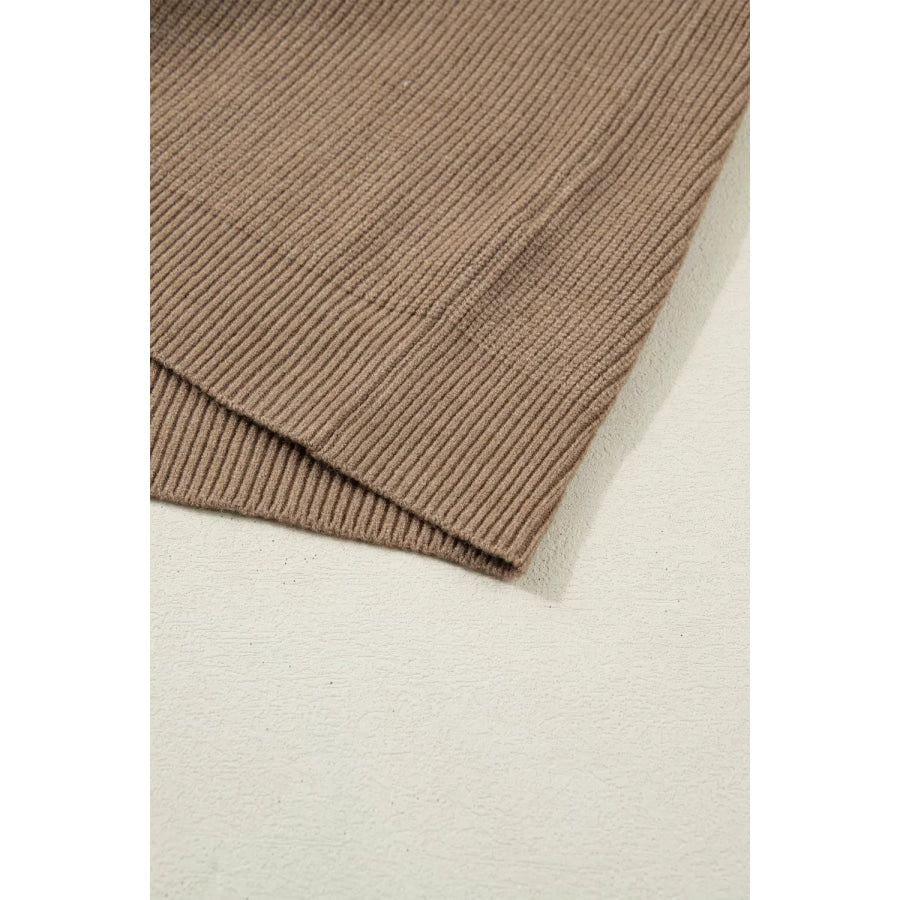 Solid Color Ribbed Knit Mock Neck Loose Sweater Vest Apparel and Accessories