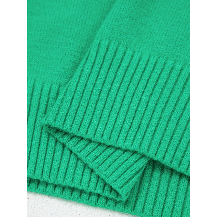 Solid Color Ribbed Trim Round Neck Ruffle Short Sleeve Sweater Apparel and Accessories