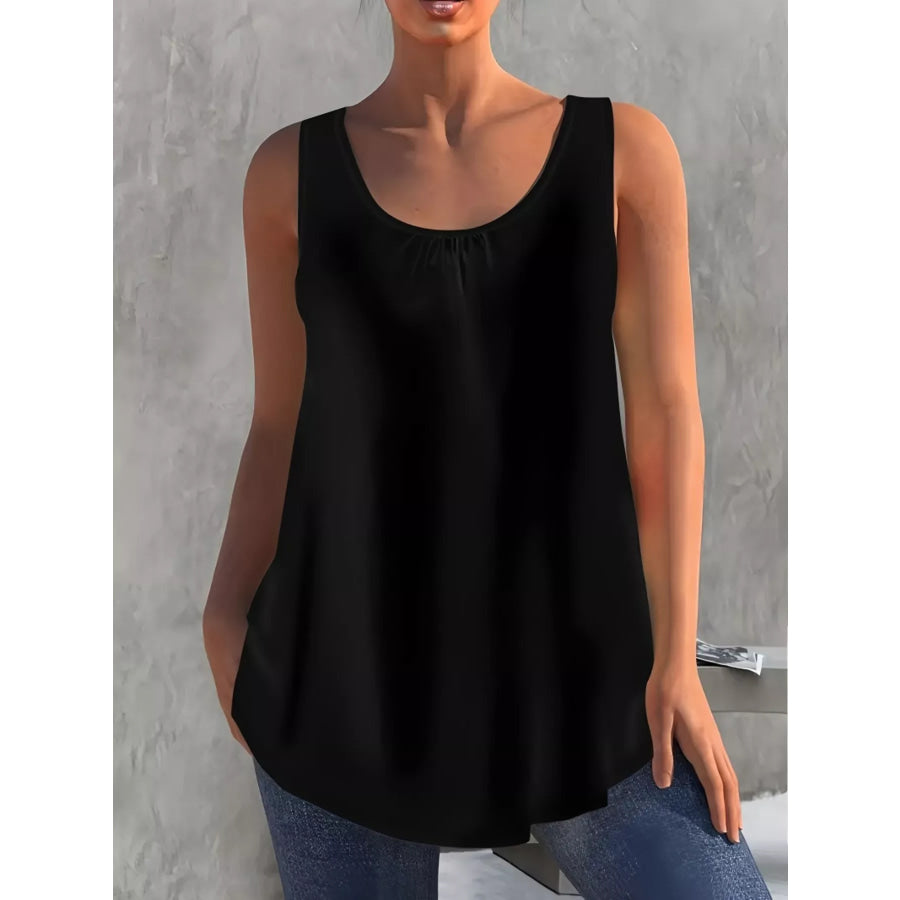 Solid Color Round Neck Tank Black / S Apparel and Accessories