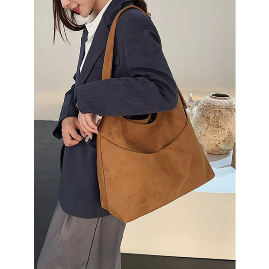 Solid Color Shoulder Bag Brown / One Size Apparel and Accessories
