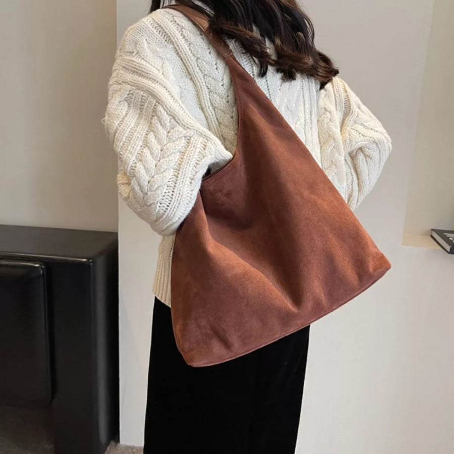 Solid Color Shoulder Bag Brown / One Size Apparel and Accessories