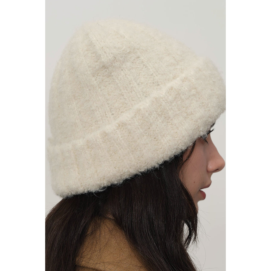 Solid Color Thermal Knit Hat Cream / One Size Apparel and Accessories
