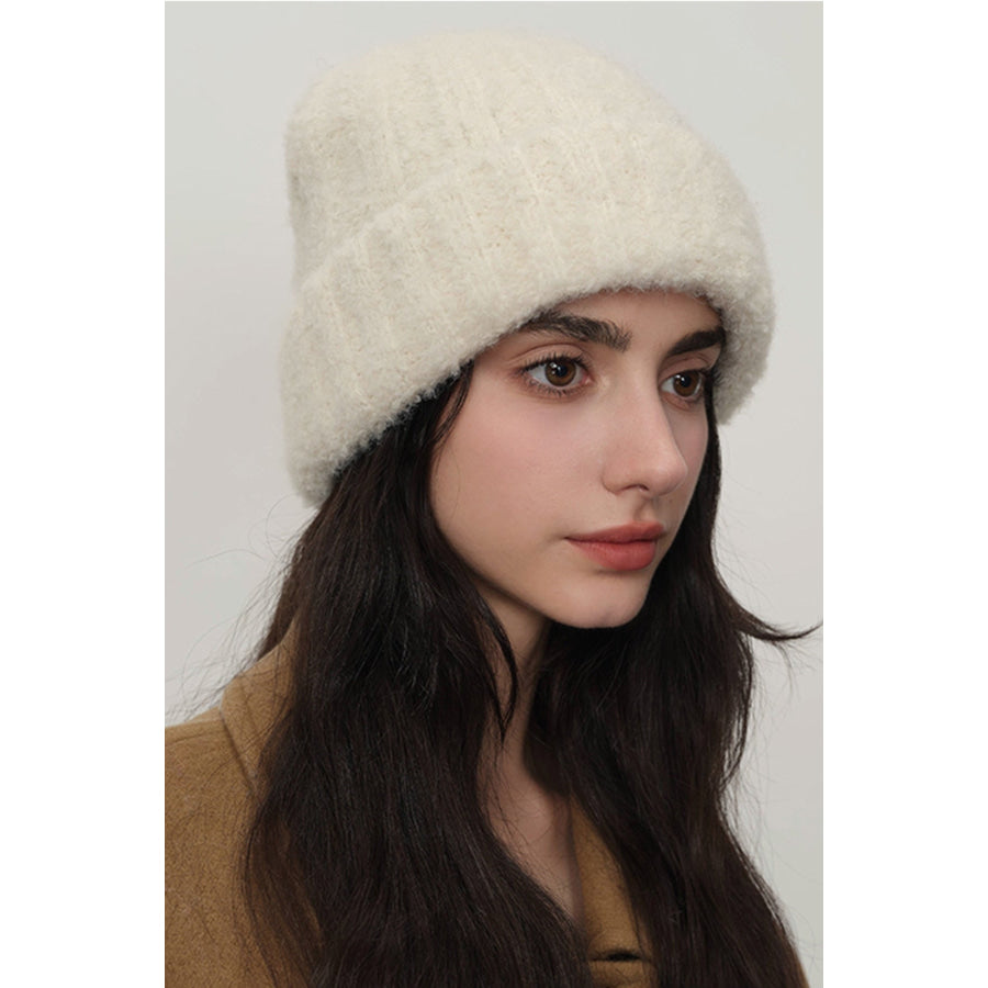 Solid Color Thermal Knit Hat Cream / One Size Apparel and Accessories