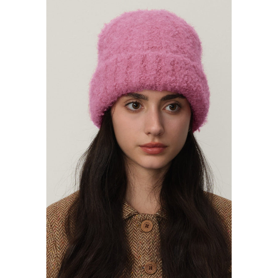 Solid Color Thermal Knit Hat Hot Pink / One Size Apparel and Accessories
