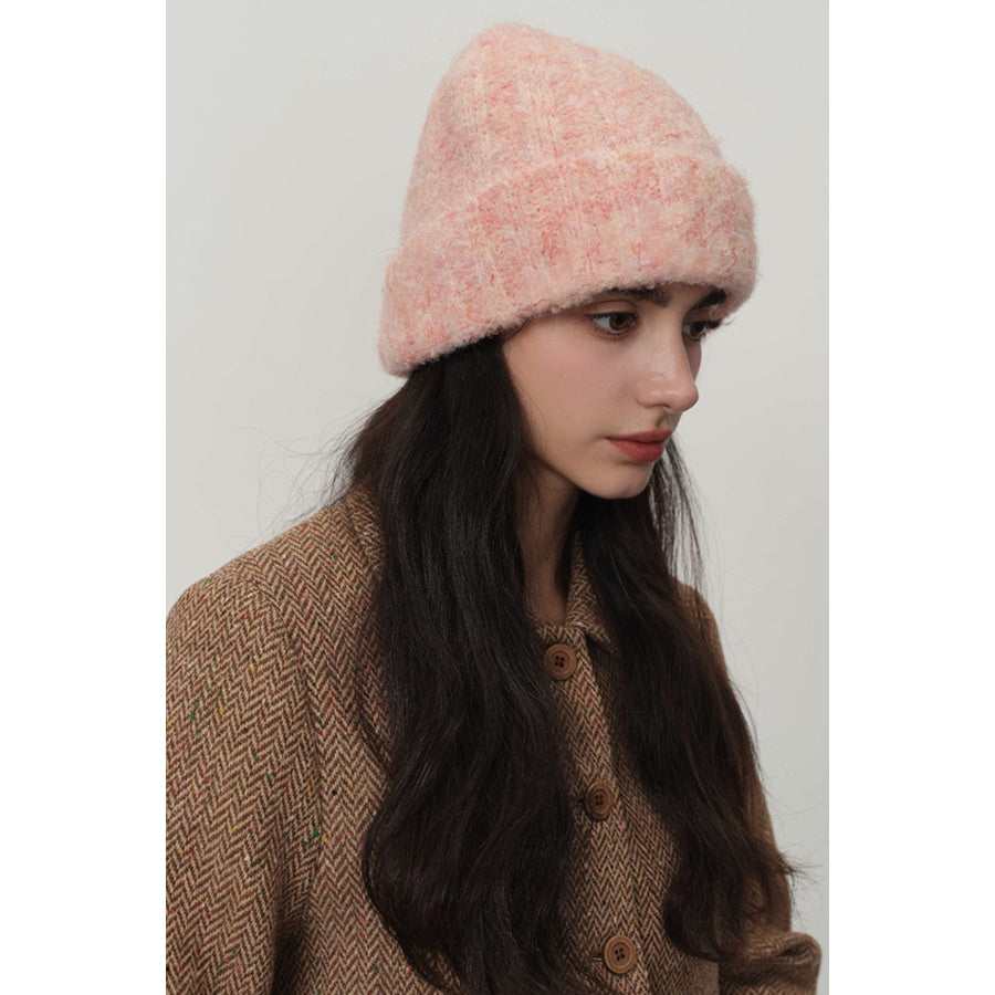 Solid Color Thermal Knit Hat Watermelon pink / One Size Apparel and Accessories
