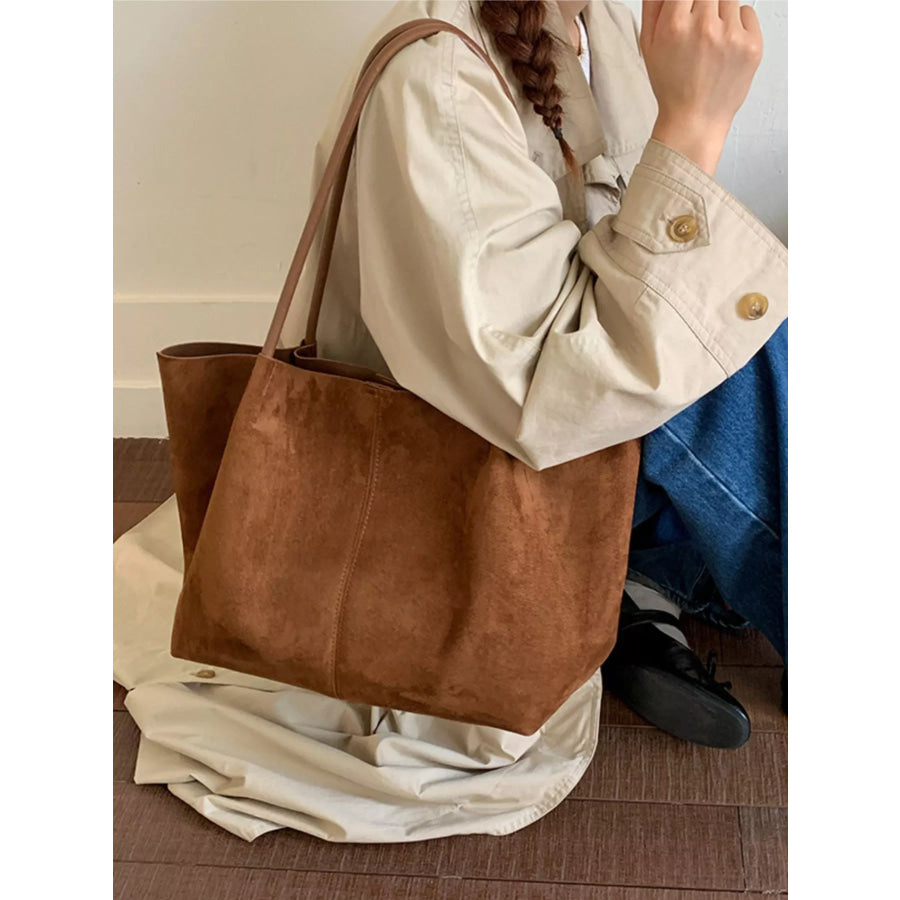 Solid Color Tote Bag Brown / onesize Apparel and Accessories