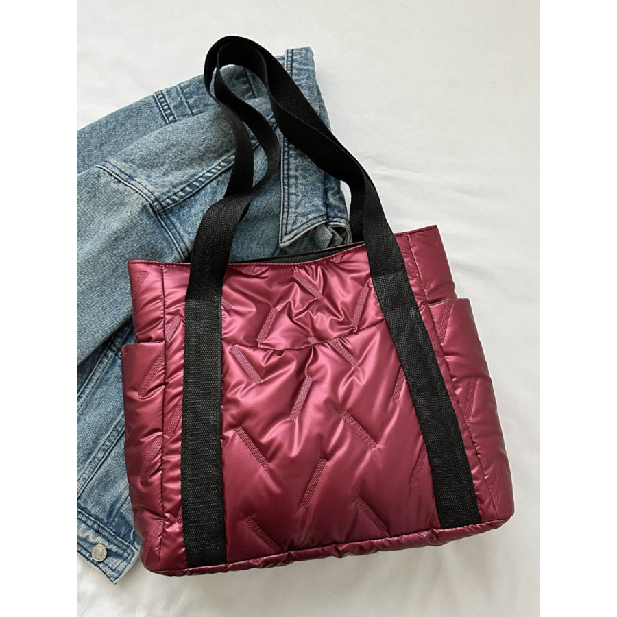 Solid Color Tote Bag with Side Pockets Apparel and Accessories