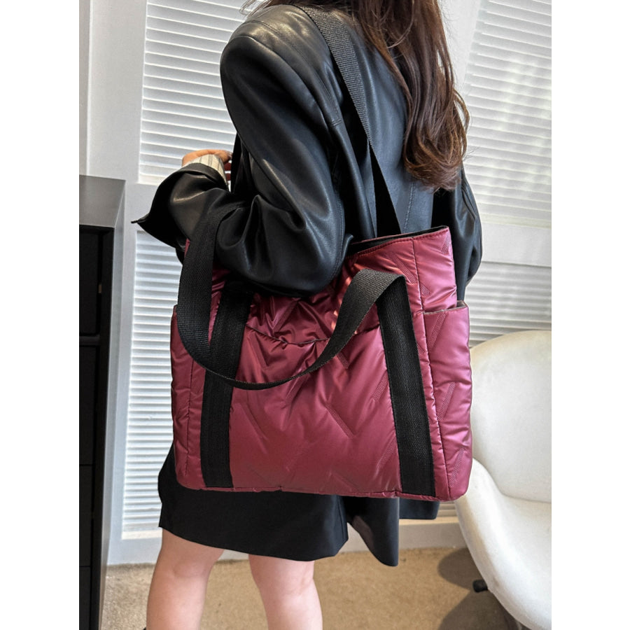 Solid Color Tote Bag with Side Pockets Apparel and Accessories