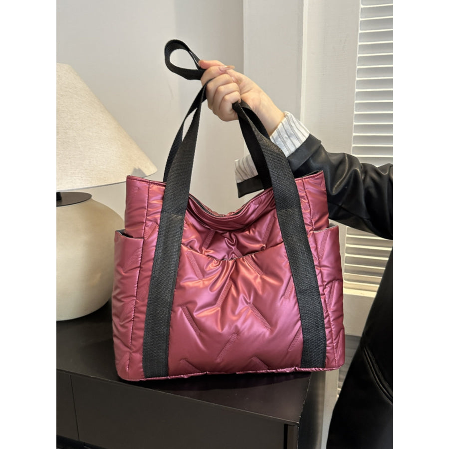 Solid Color Tote Bag with Side Pockets Apparel and Accessories