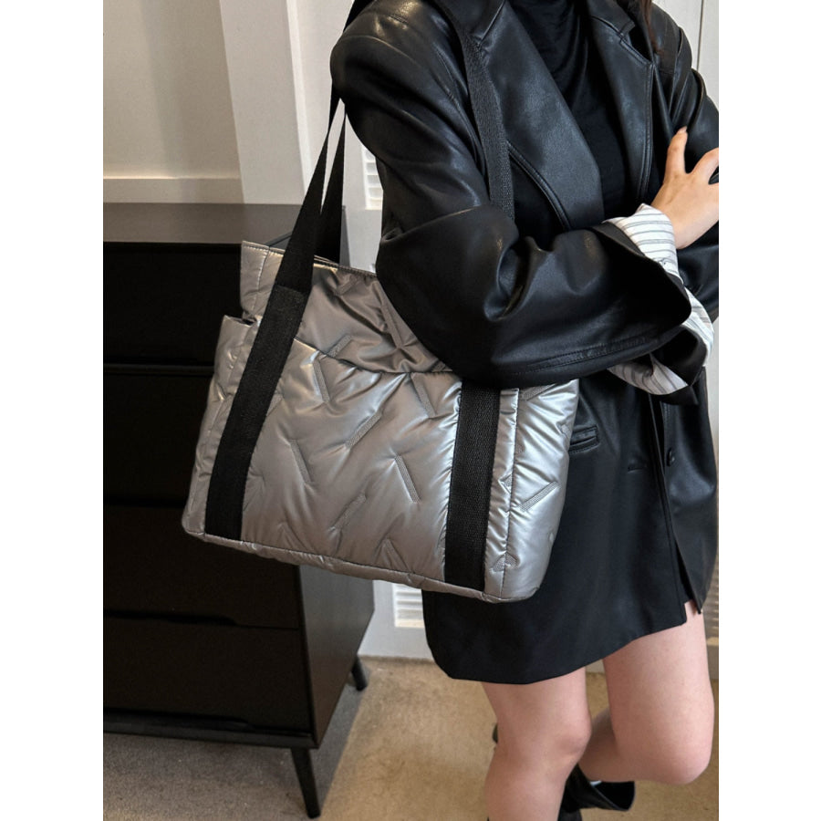 Solid Color Tote Bag with Side Pockets Apparel and Accessories