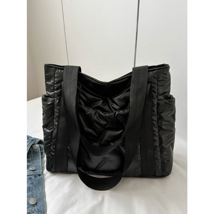 Solid Color Tote Bag with Side Pockets Apparel and Accessories