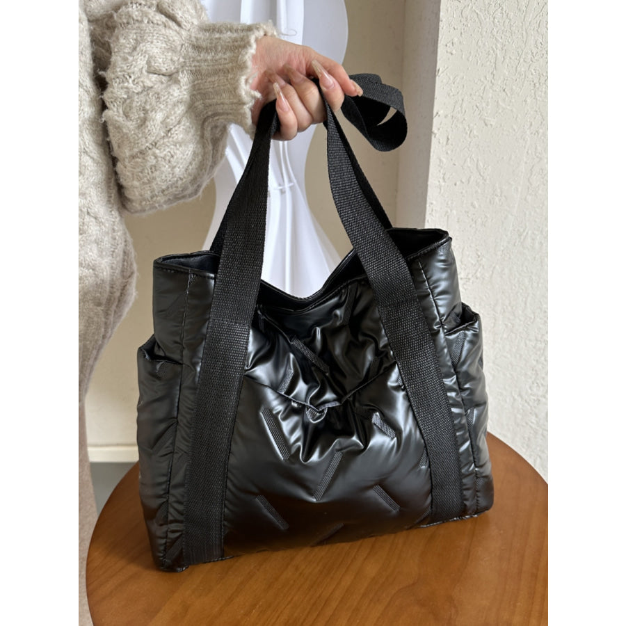 Solid Color Tote Bag with Side Pockets Apparel and Accessories