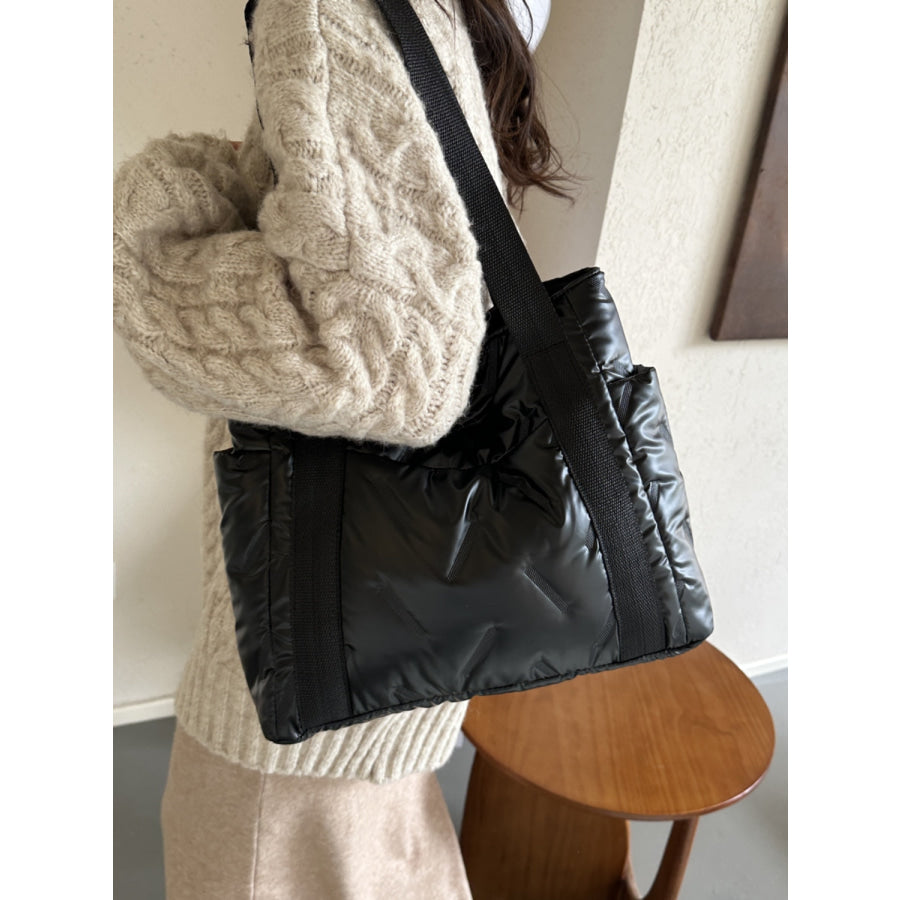 Solid Color Tote Bag with Side Pockets Apparel and Accessories