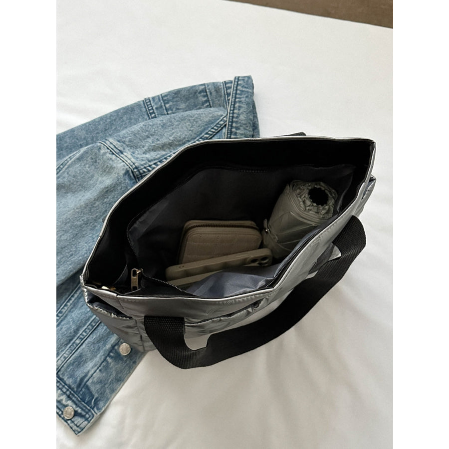 Solid Color Tote Bag with Side Pockets Apparel and Accessories