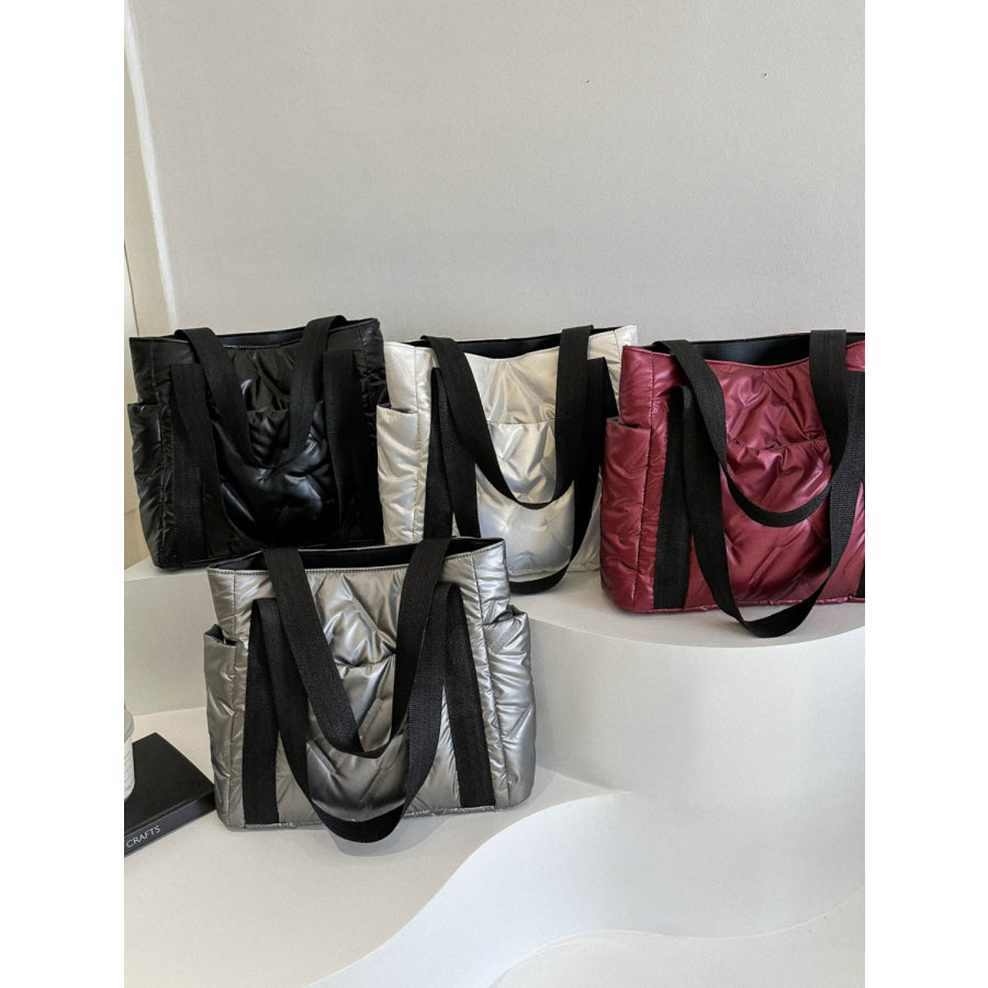 Solid Color Tote Bag with Side Pockets Apparel and Accessories