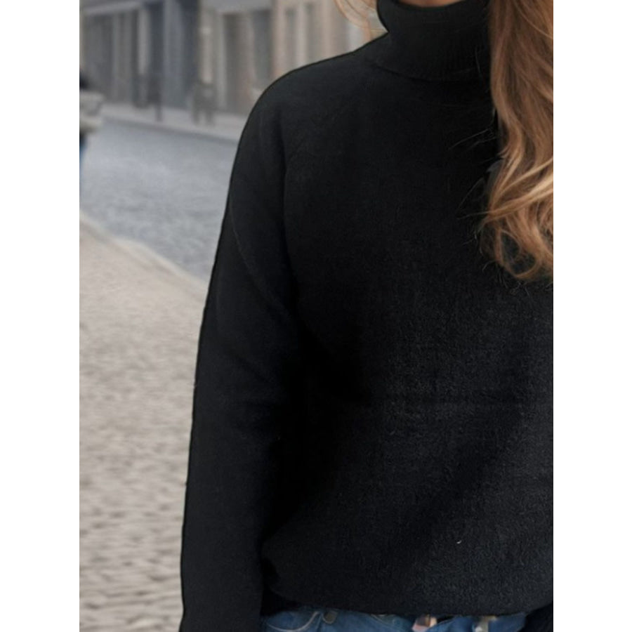 Solid Color Turtleneck Long Sleeve Sweater Apparel and Accessories