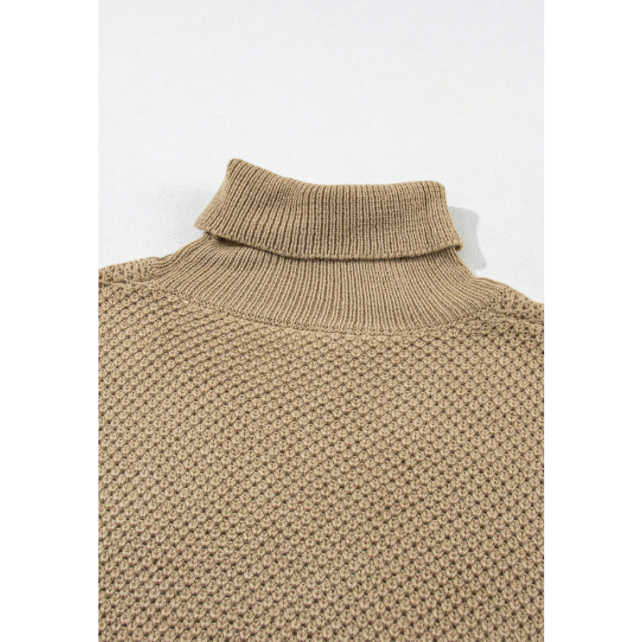 Solid Color Turtleneck Short Sleeve Sweater Apparel and Accessories