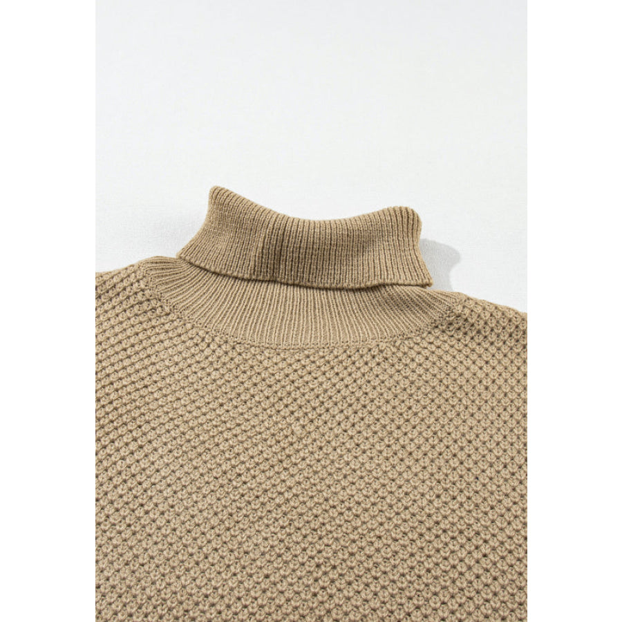 Solid Color Turtleneck Short Sleeve Sweater Apparel and Accessories