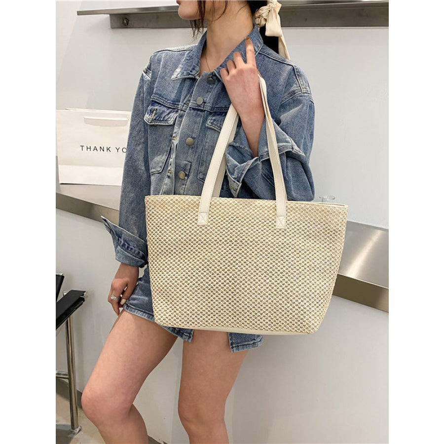 Solid Color Woven Tote Bag Apparel and Accessories
