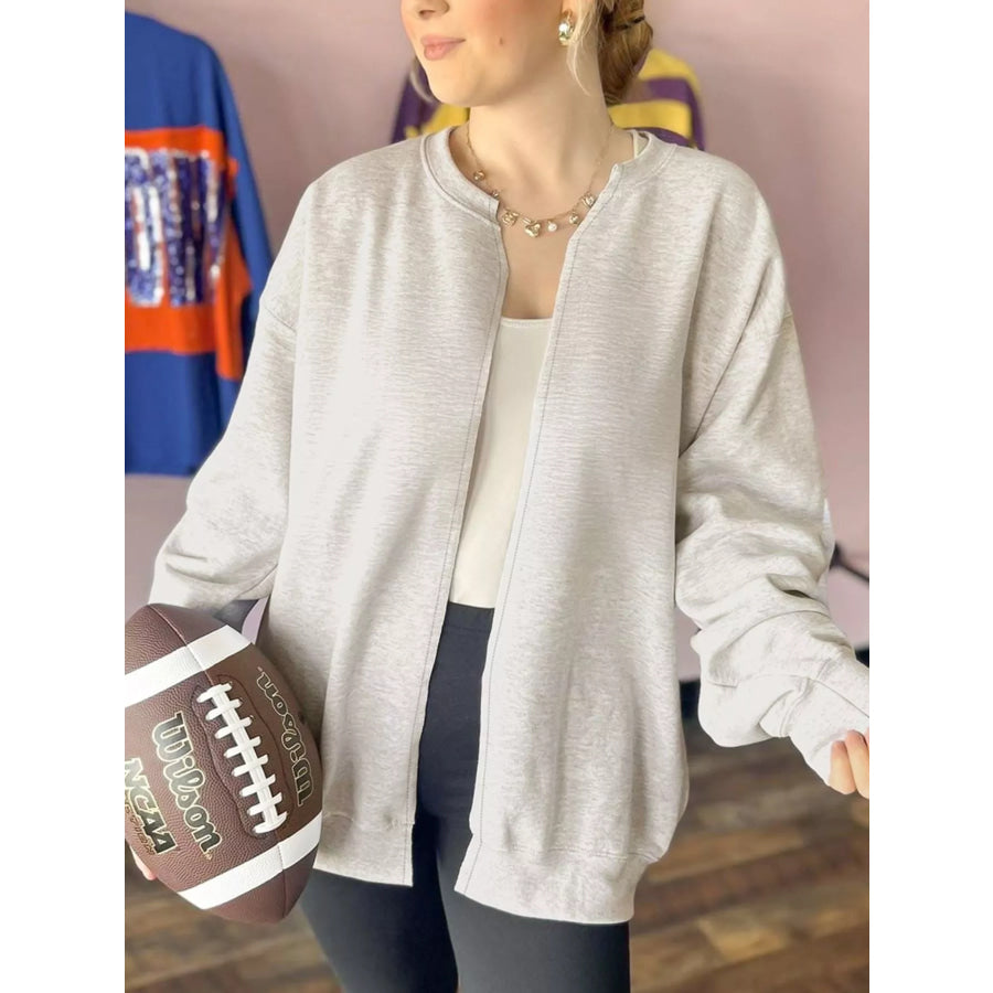 Solid Color Zip Front Jacket Style Sweatshirt Apparel and Accessories