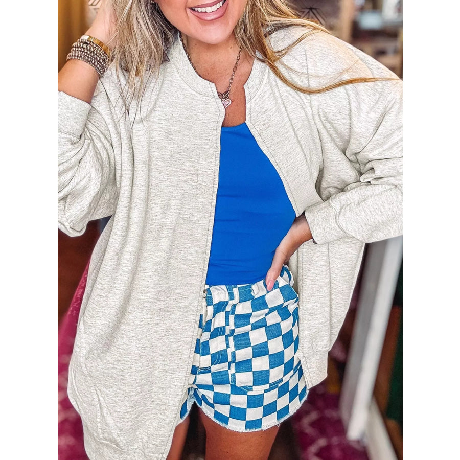 Solid Color Zip Front Jacket Style Sweatshirt Apparel and Accessories