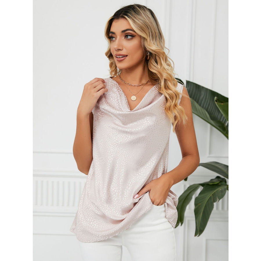 Solid Cowl Neck Top Apricot / S Apparel and Accessories