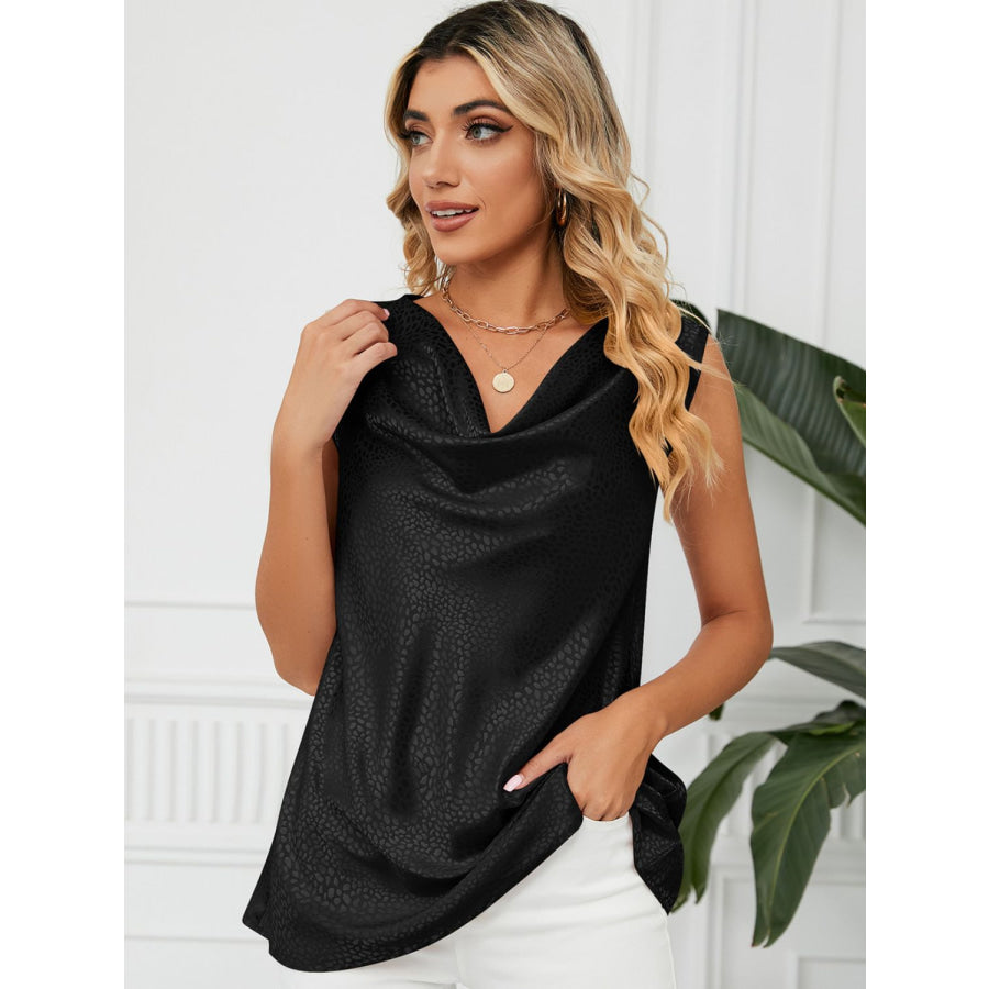 Solid Cowl Neck Top Black / S Apparel and Accessories