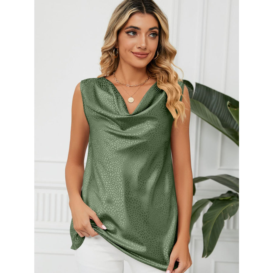 Solid Cowl Neck Top Matcha Green / S Apparel and Accessories