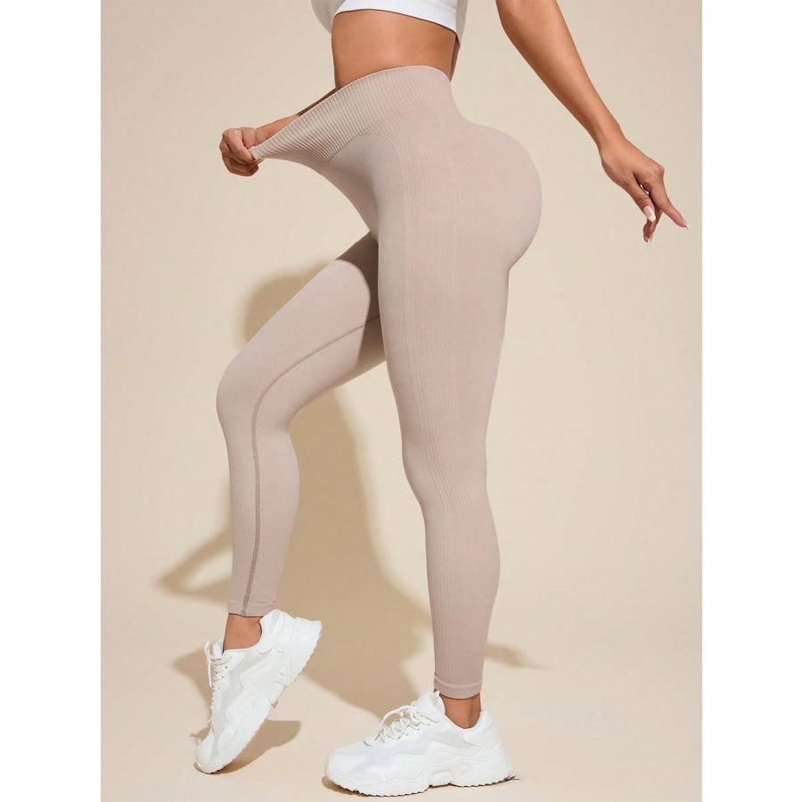 Solid High Rise Active Leggings Dust Storm / S Apparel and Accessories