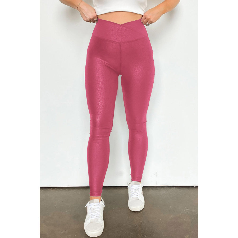 Solid High Waist Leggings Light Mauve / S Apparel and Accessories