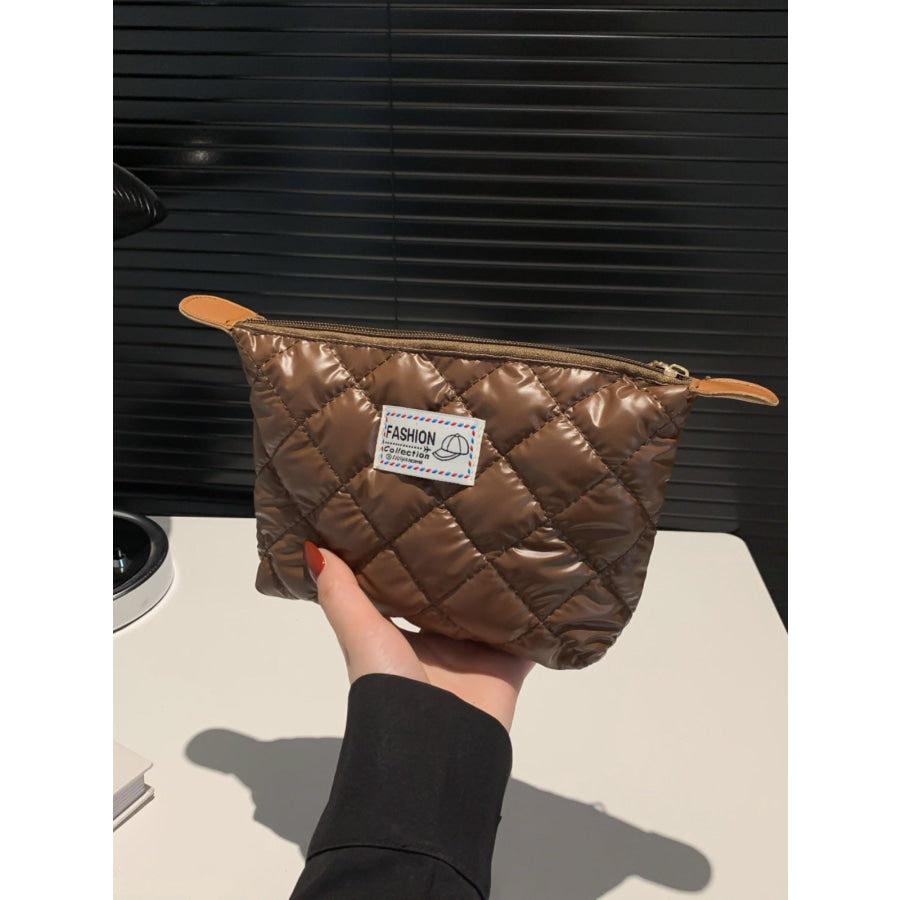 Solid Quilted Clutch with Zipper Apparel and Accessories