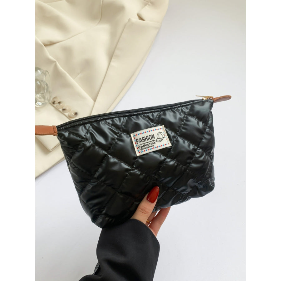 Solid Quilted Clutch with Zipper Apparel and Accessories