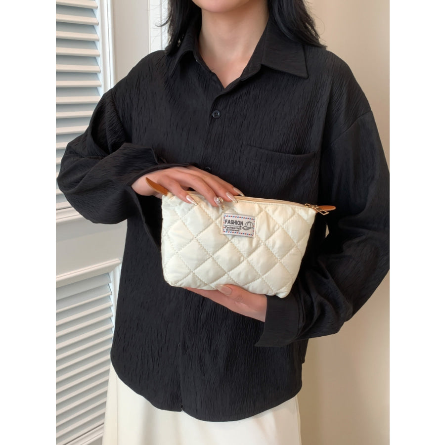 Solid Quilted Clutch with Zipper Apparel and Accessories