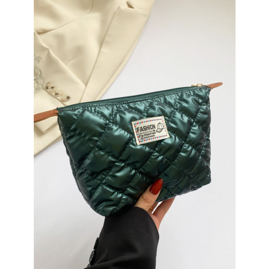 Solid Quilted Clutch with Zipper Apparel and Accessories