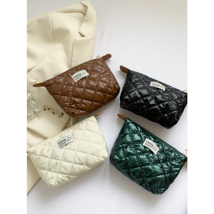 Solid Quilted Clutch with Zipper Apparel and Accessories