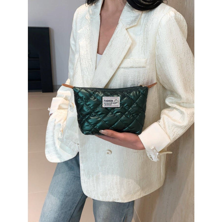 Solid Quilted Clutch with Zipper Apparel and Accessories