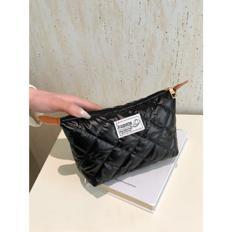 Solid Quilted Clutch with Zipper Apparel and Accessories