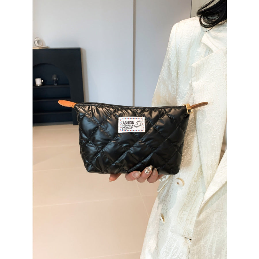 Solid Quilted Clutch with Zipper Apparel and Accessories