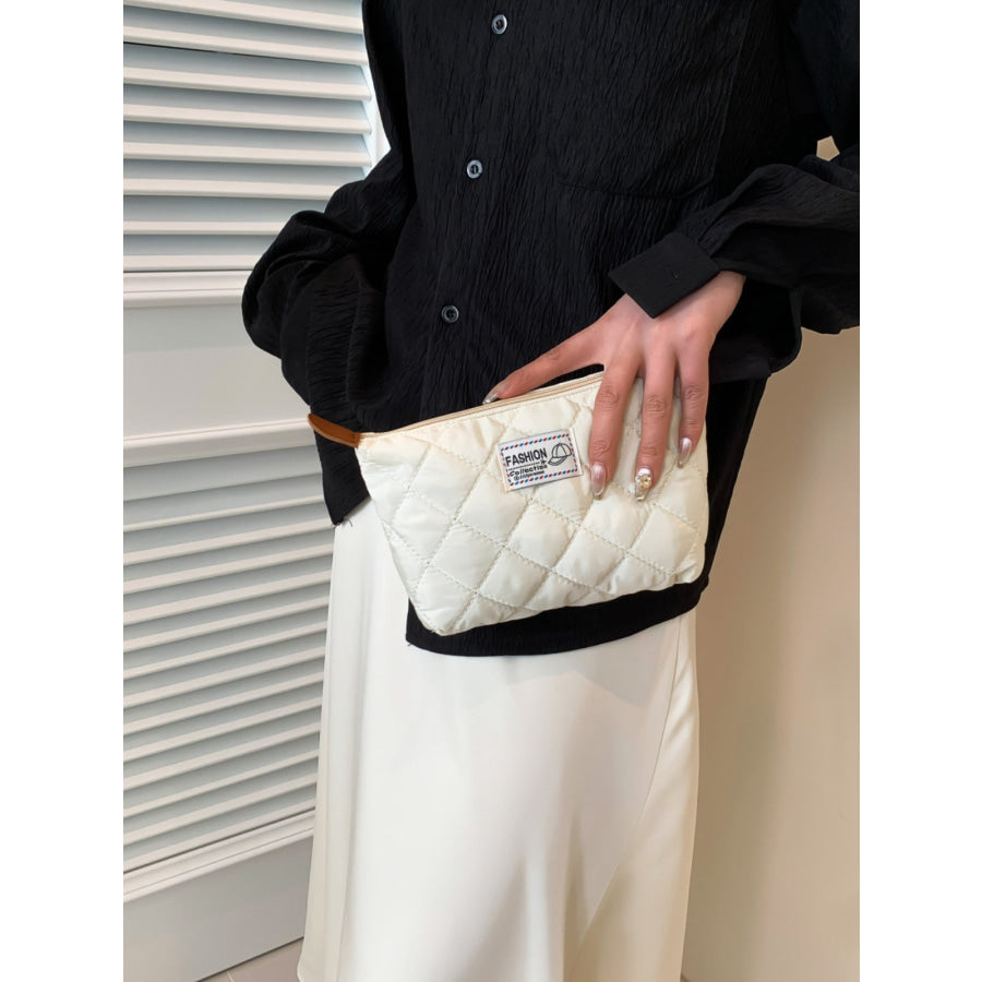 Solid Quilted Clutch with Zipper Apparel and Accessories