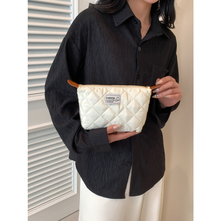 Solid Quilted Clutch with Zipper Apparel and Accessories