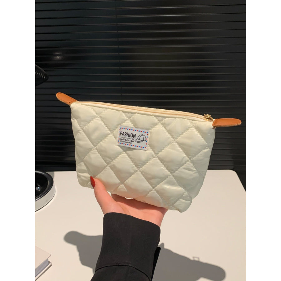 Solid Quilted Clutch with Zipper Apparel and Accessories