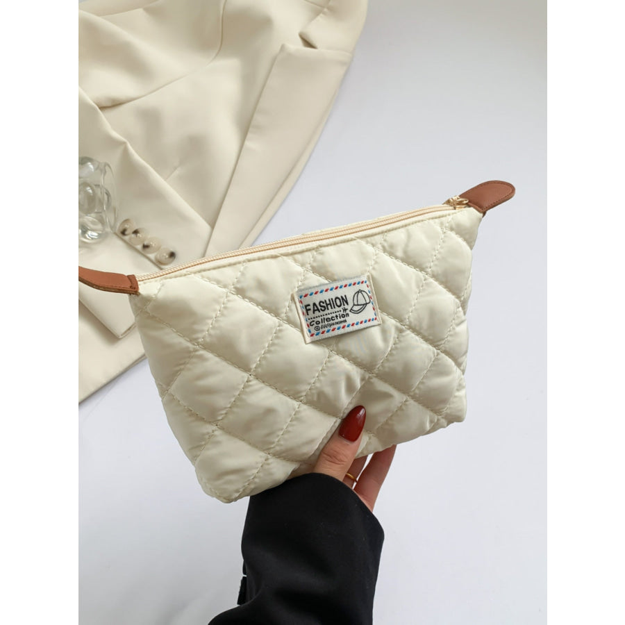 Solid Quilted Clutch with Zipper Apparel and Accessories