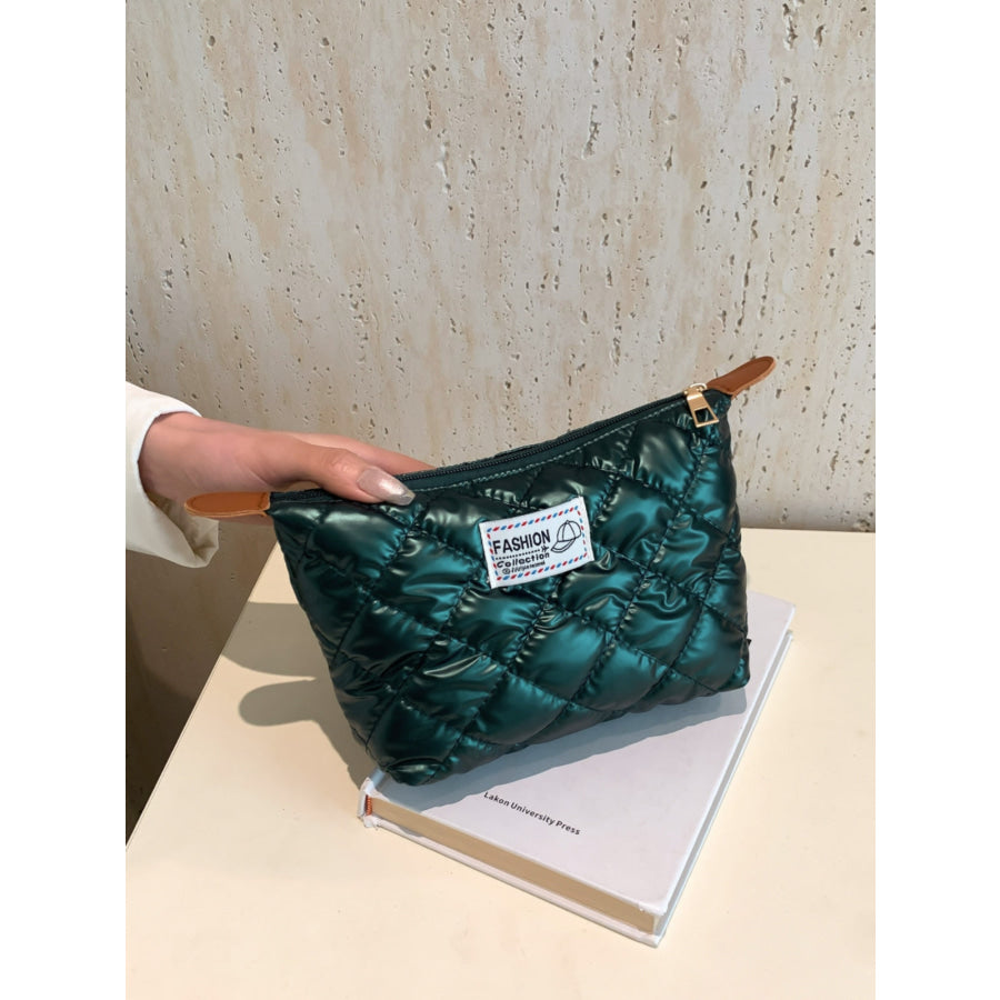 Solid Quilted Clutch with Zipper Apparel and Accessories