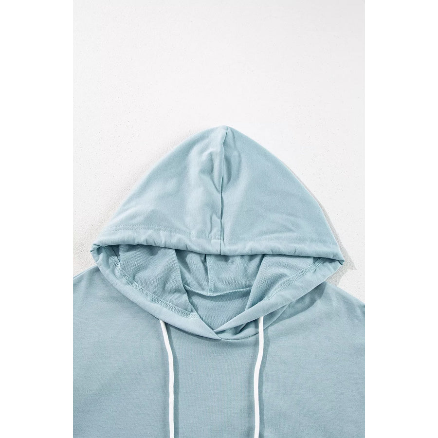 Solid Ruffled Hem Loose Fit Tunic Hoodie Apparel and Accessories