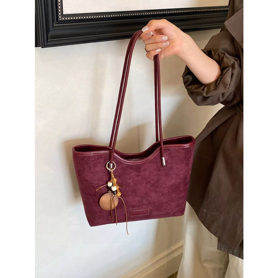 Solid Suede Shoulder Bag Wine Red / onesize Apparel and Accessories