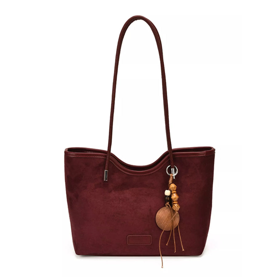Solid Suede Shoulder Bag Wine Red / onesize Apparel and Accessories
