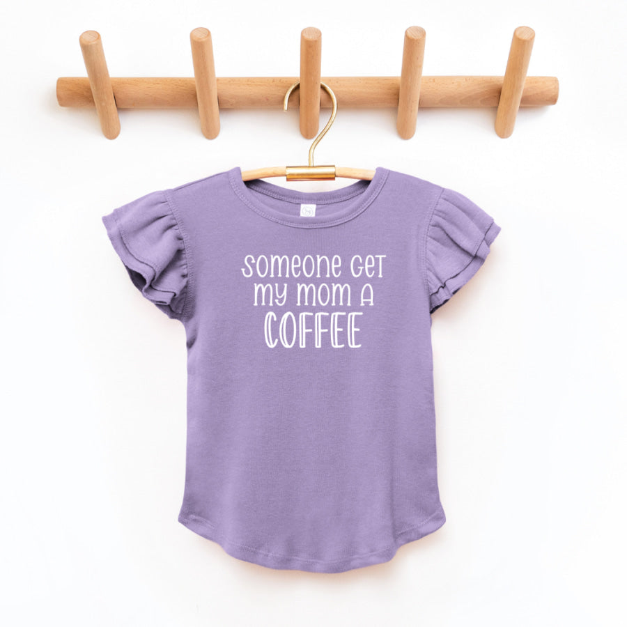 Somoeone Get My Mom A Coffee Toddler And Infant Flutter Sleeve Graphic Tee 2T / Lavender Baby &amp; Toddler Clothing