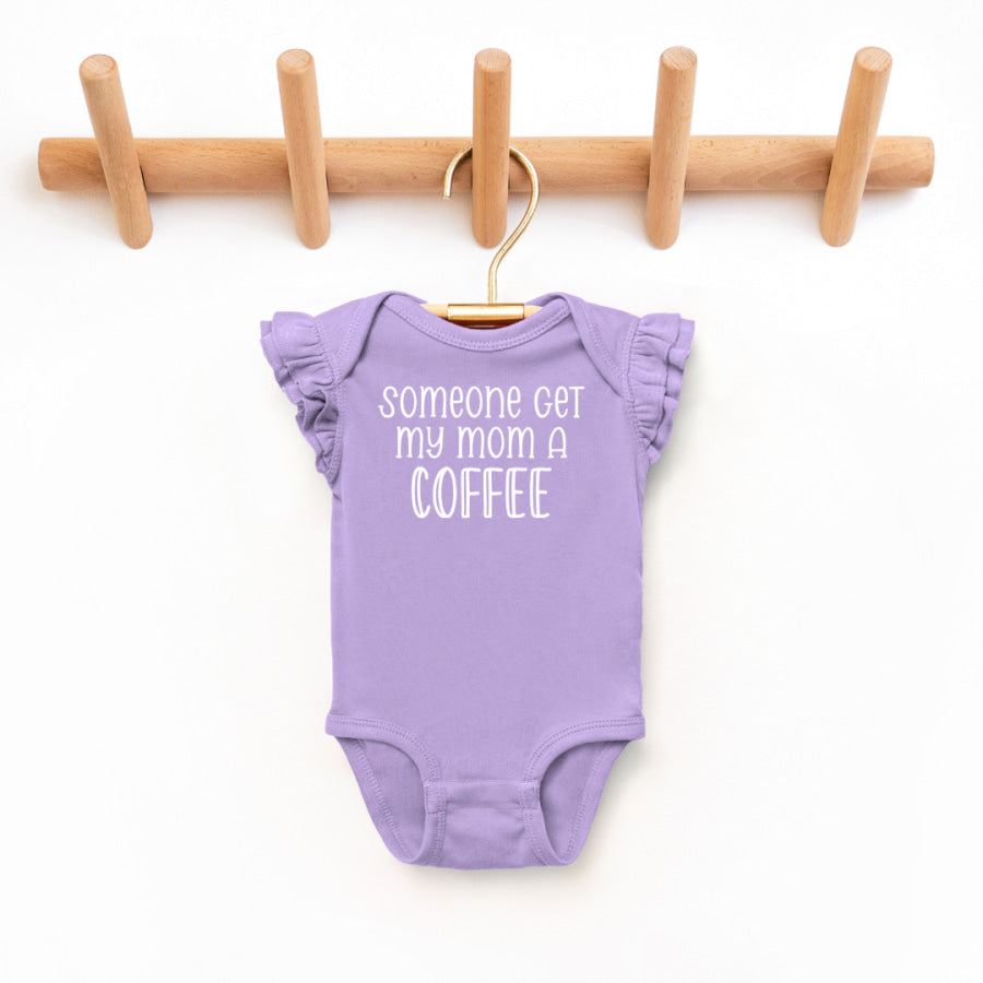 Somoeone Get My Mom A Coffee Toddler And Infant Flutter Sleeve Graphic Tee 2T / Black Baby & Toddler Clothing