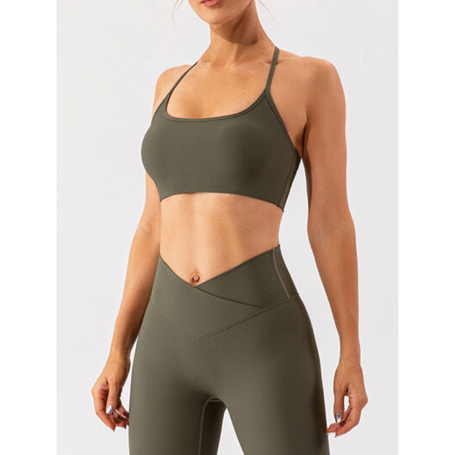 Spaghetti Strap Active Bra Matcha Green / S Apparel and Accessories